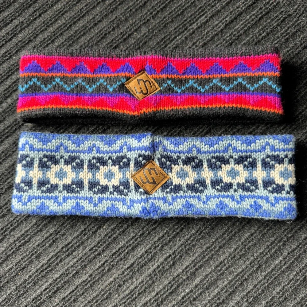 Merkley Headgear Wool Fleece Lined Headband Ear Warmer Womens 2 Nordic Geometric